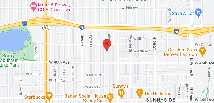map of 4657 Alcott Denver, CO 80211